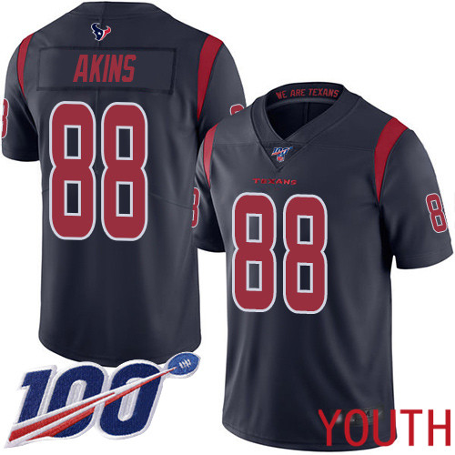 Houston Texans Limited Navy Blue Youth Jordan Akins Jersey NFL Football #88 100th Season Rush Vapor Untouchable->youth nfl jersey->Youth Jersey